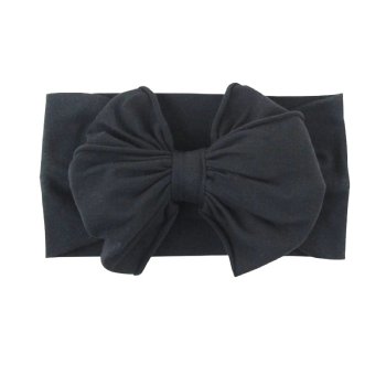 Ruffle Butts Black Big Bow Headband for Baby Girls 