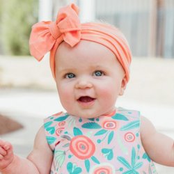 Ruffle Butts "Anna" Headband with Big Bow for Baby Girls in Coral