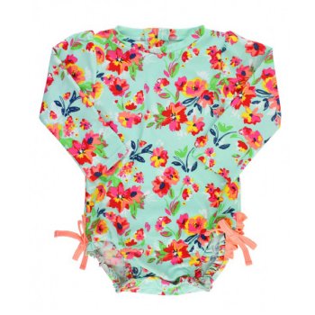 Ruffle Butts "Painted Flowers" Ruffled Rash Guard Swim Suit