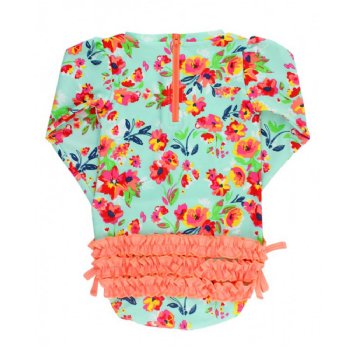 Ruffle Butts "Painted Flowers" Ruffled Rash Guard Swim Suit