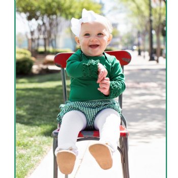 Ruffle Butts Green Long Sleeve Onesie for Newborn Girls