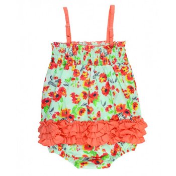 Ruffle Butts "Painted Flowers" Bubble Romper for Baby Girls