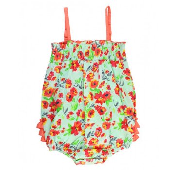 Ruffle Butts "Painted Flowers" Bubble Romper for Baby Girls