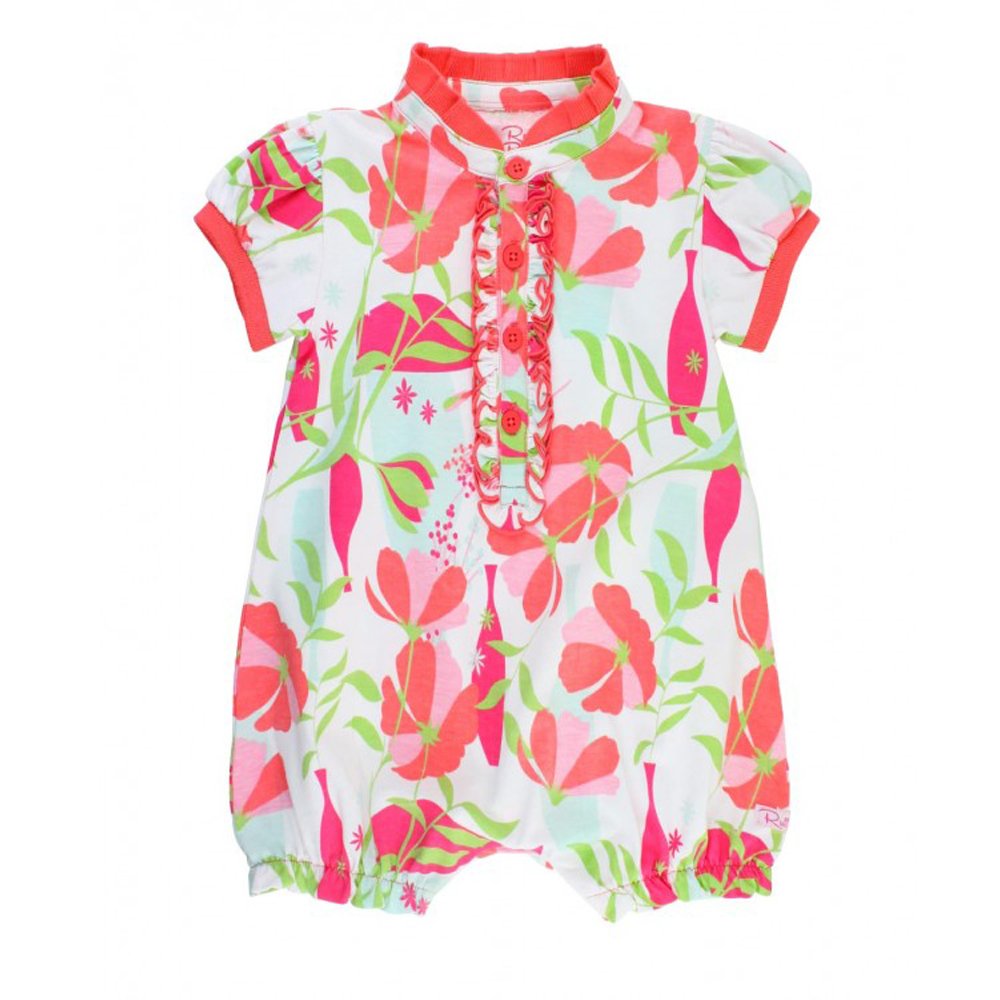 Ruffle Butts Sweet Stems Bubble Romper for Baby and Toddler Girls