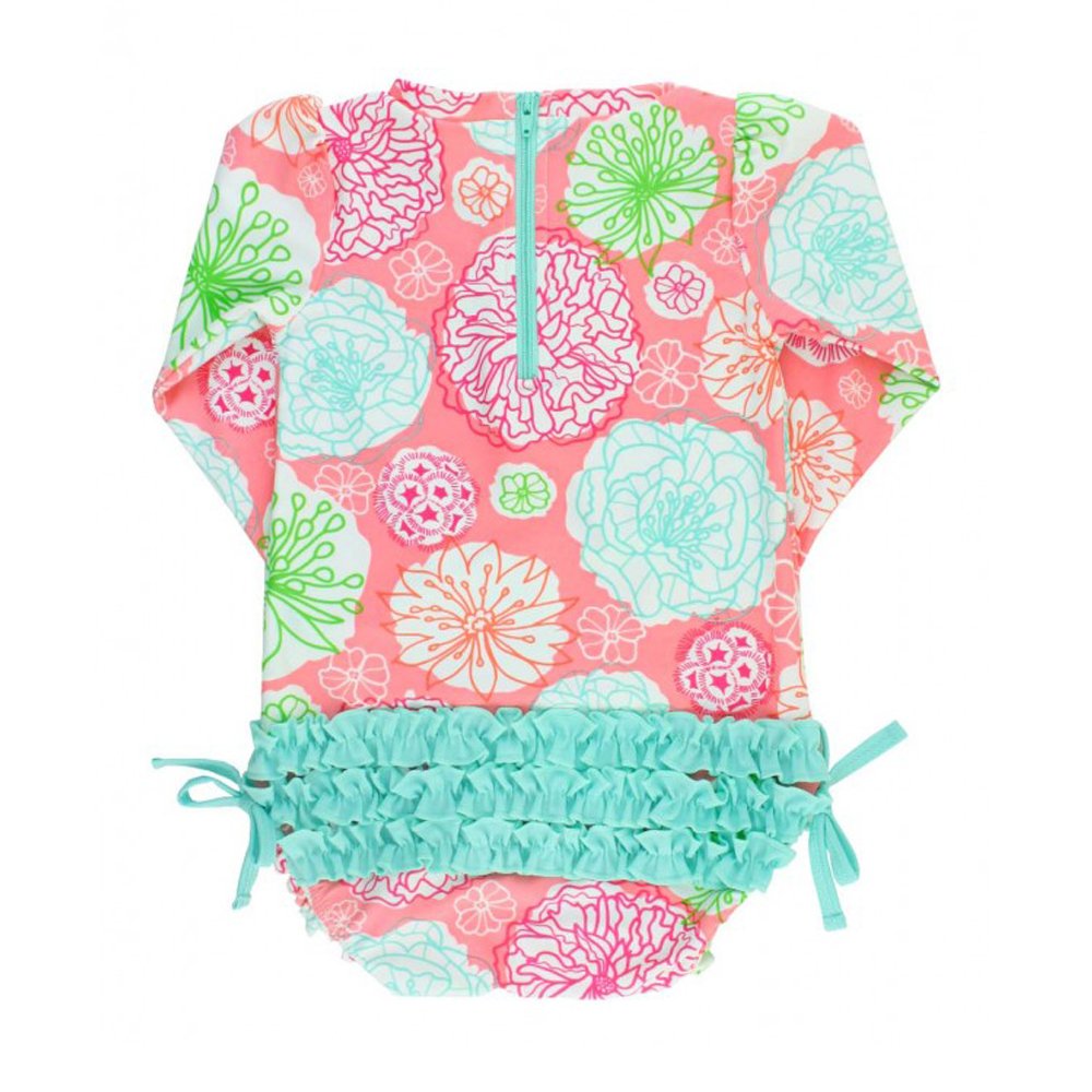 Tea Collection, Tropical Bird Flock in Pink Rash Guard Ruffle Baby Swimsuit  - Steveston Village Maternity