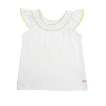 Ruffle Butts White and Lime Green Tank Top for Baby Girls