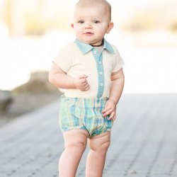 Rugged Butts Light Melon with Marine Blue Collar Onesie