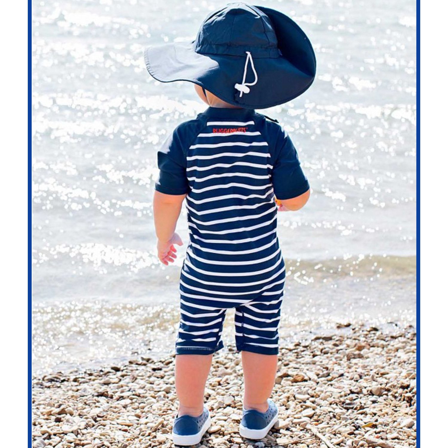 Rugged Butts Navy and White Boys Rash Guard One Piece Swimsuit