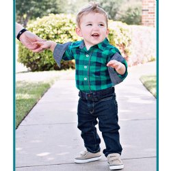 Rugged Butts Navy and Green "Buffalo Plaid" Onesie for Baby Boys