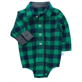 Rugged Butts Navy and Green "Buffalo Plaid" Onesie for Baby Boys