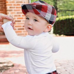 Rugged Butts Red, Black and White Driver's Cap for Baby Boys