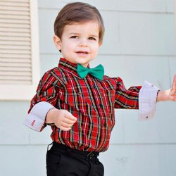 Rugged Butts "Tristan" Holiday Plaid Onesie for Baby Boys