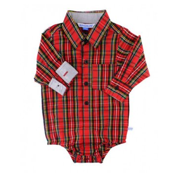 Rugged Butts "Tristan" Holiday Plaid Onesie for Baby Boys