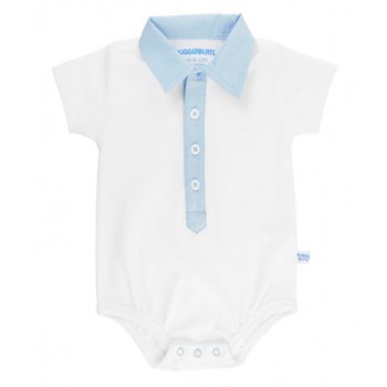 Rugged Butts White with Blue Collar Onesie