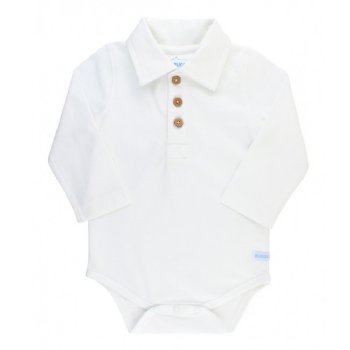 Rugged Butts White Long Sleeve Polo Bodysuit for Baby Boys