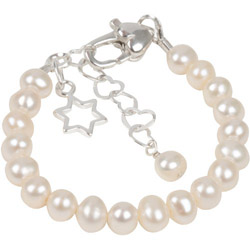 Babs Tilly "Sarah" Pearl and Sterling Silver Star of David Bracelet