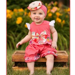 She Bloom "Caroline" Bubble Romper for Baby Girls