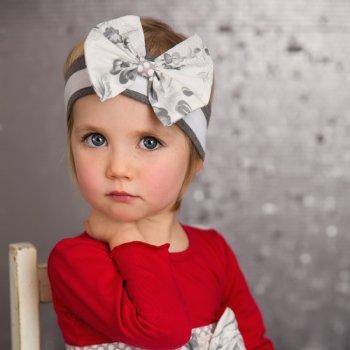 She Bloom "Holiday Holly Grey" Headband for Baby and Toddler