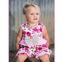 She Bloom "Strawberry Fields"  Bubble Romper for Baby Girls