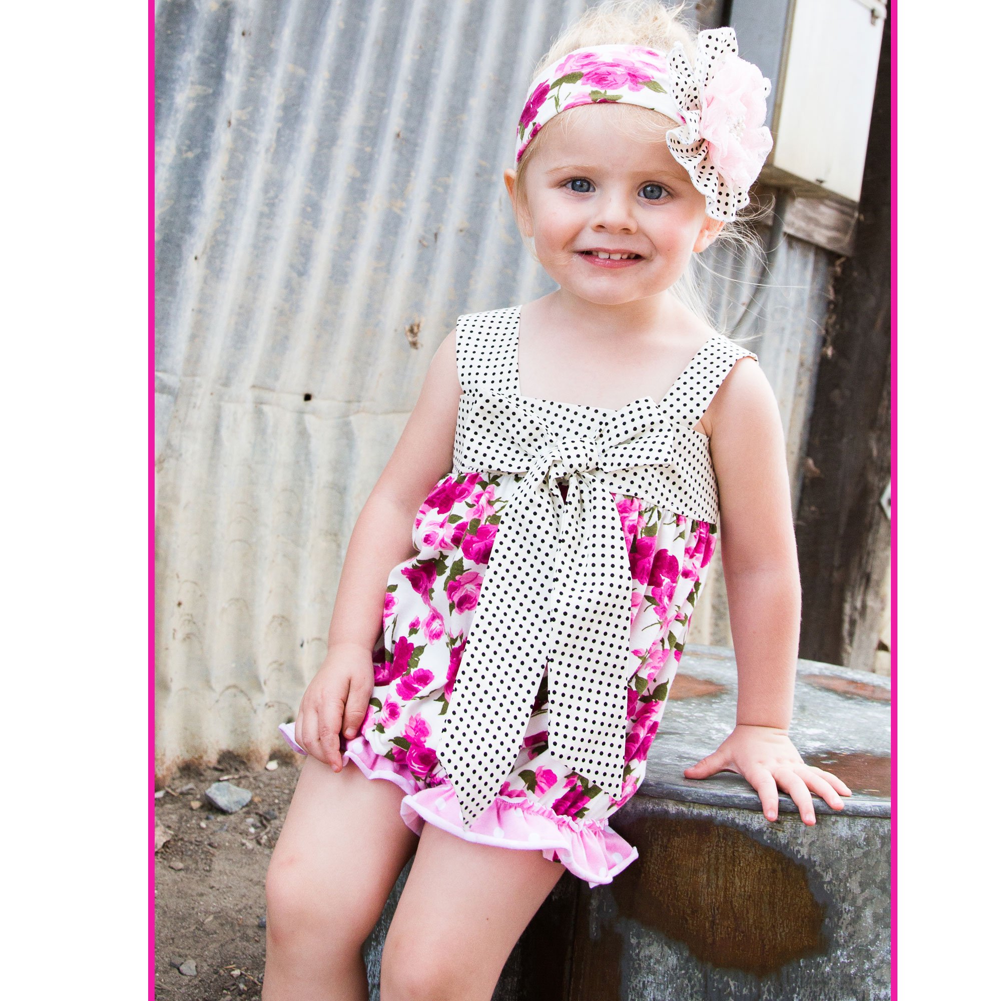 She Bloom Strawberry Fields Sunsuit for Baby Girls