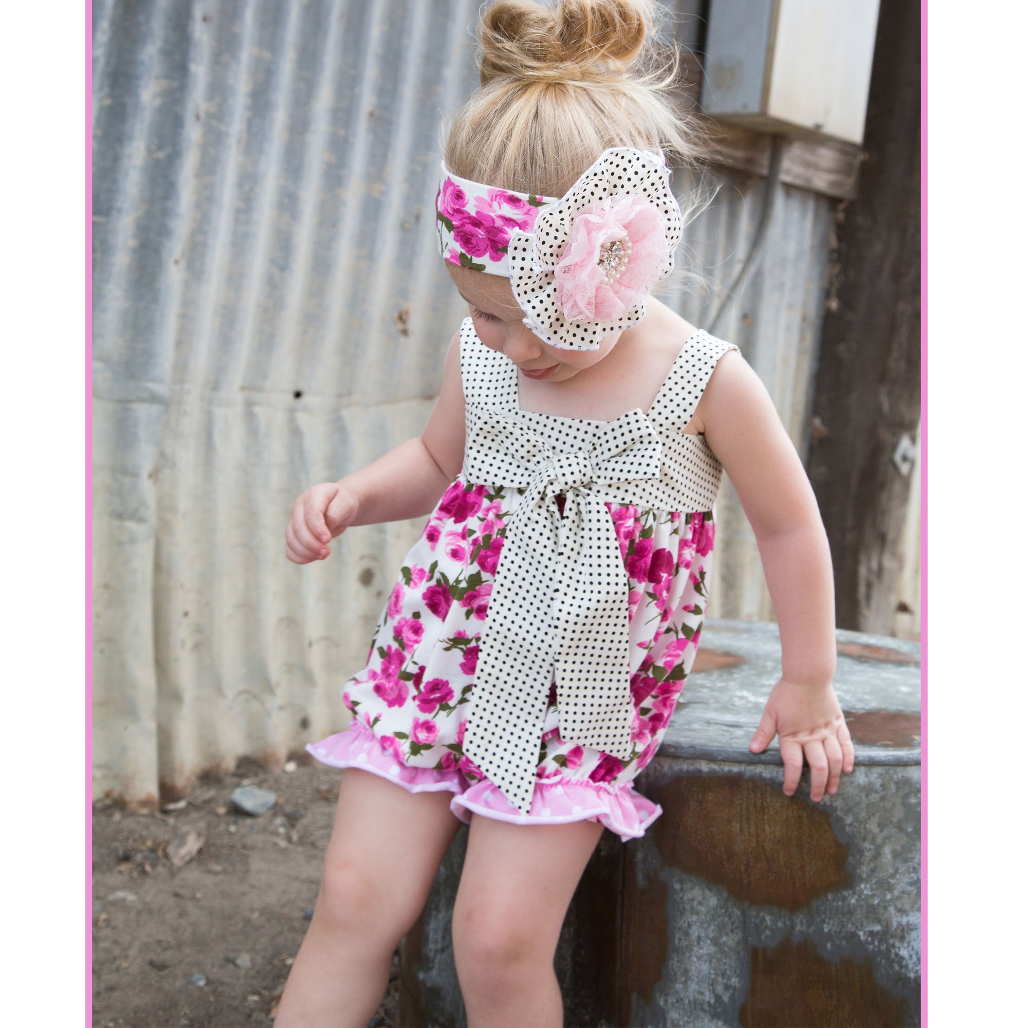 She Bloom Strawberry Fields Sunsuit for Baby Girls