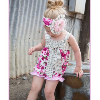 She Bloom "Strawberry Fields" Sunsuit for Baby Girls