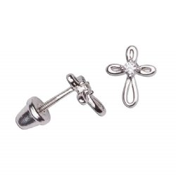 Cherished Moments Sterling Silver Infinity Cross Earrings