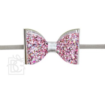 Beyond Creations Silver Sparkling Headband with Double Bow for Baby Girls