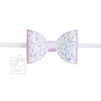 Beyond Creations Lavender Sparkling Headband with Double Bow for Baby Girls