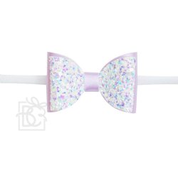 Beyond Creations Lavender Sparkling Headband with Double Bow for Baby Girls