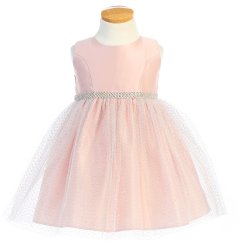 Sweet Kids "Harper" Pink Satin and Tulle Baby Dress