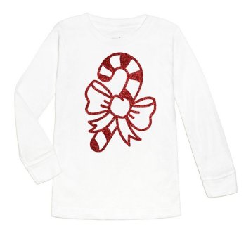 Sweet Wink "Candy Cane" White Holiday T-shirt for Baby Girls