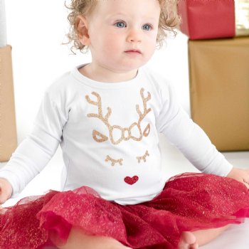 Sweet Wink "Reindeer" White Holiday T-shirt for Baby Girls