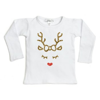 Sweet Wink "Reindeer" White Holiday T-shirt for Baby Girls