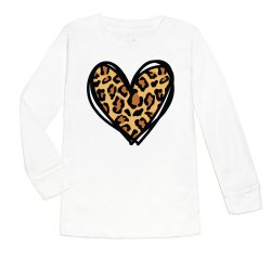 Sweet Wink Leopard Heart White Long Sleeve T-shirt for Baby Girls