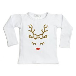 Sweet Wink "Reindeer" White Holiday T-shirt for Baby Girls