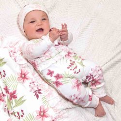 Tesa Babe "Tropical Blooms" Ruffle Romper for Baby Girls