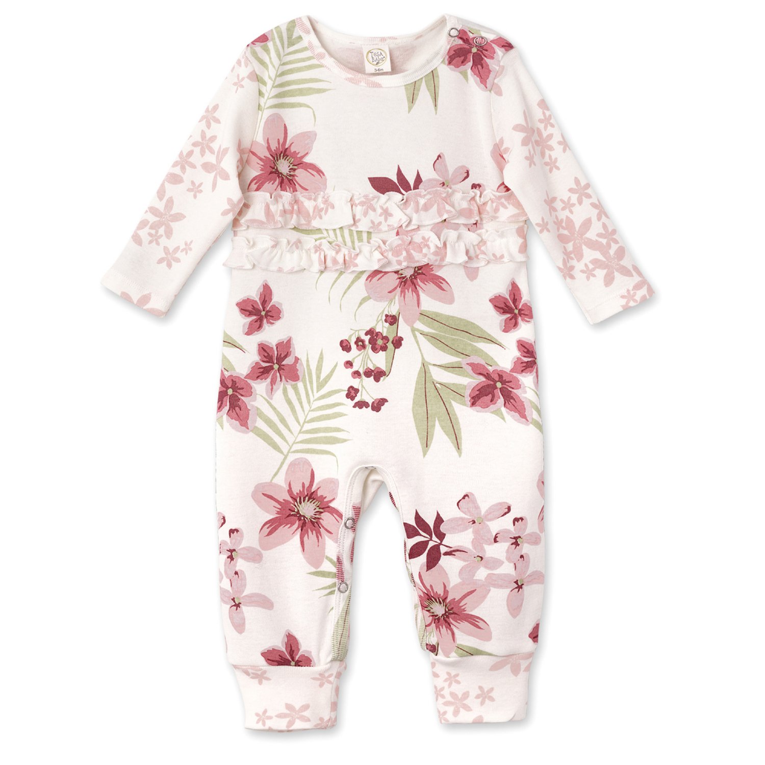 Tesa Babe Tropical Blooms Ruffle Romper for Baby Girls