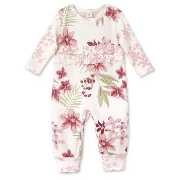 Tesa Babe "Tropical Blooms" Ruffle Romper for Baby Girls