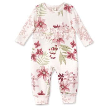 Tesa Babe "Tropical Blooms" Ruffle Romper for Baby Girls