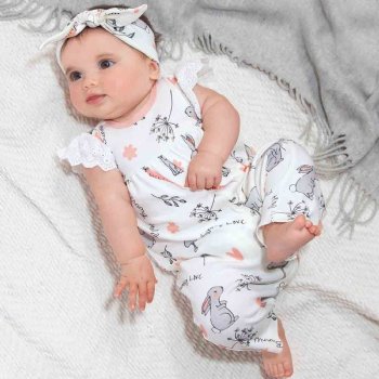 Tesa Babe "Happy Bunnies" Romper for Baby Girls