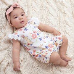 Tesa Babe "Bunny Garden" Romper for Baby Girls