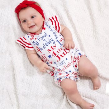 Tesa Babe "My First 4th Of July" Newborn and Baby Girl Romper