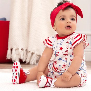 Tesa Babe "My First 4th Of July" Newborn and Baby Girl Romper