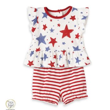 Tesa Babe "Stars & Stripes" Short Set for Baby Girls