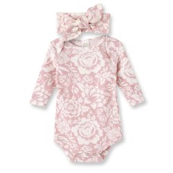 Tesa Babe "Vintage Rose" Baby Girl Onesie & Headband Set