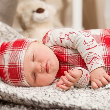 Tesa Babe Red and Ivory Plaid Holiday Romper for Baby Girls and Boys