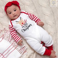 Tesa Babe "My First Christmas" Reindeer Romper for Baby Girls and Boys