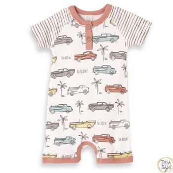 Tesa Babe "Classic Cars" Henley Shortie Romper for Baby Boys