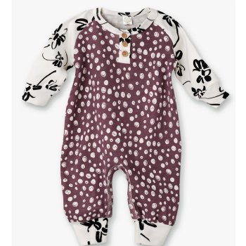 Tesa Babe "Painterly Petals" Henley Romper for Baby Girls